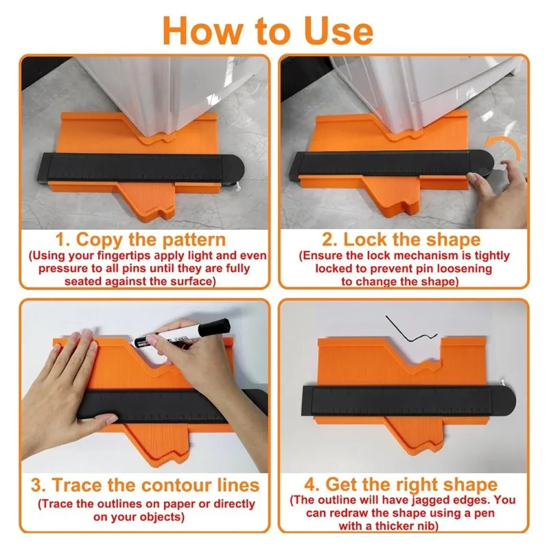 ABRU-Adjustable Lock 10 Inch Contour Gauge Profile Tool-Irregular Shape Duplicator Precisely Copier Copy