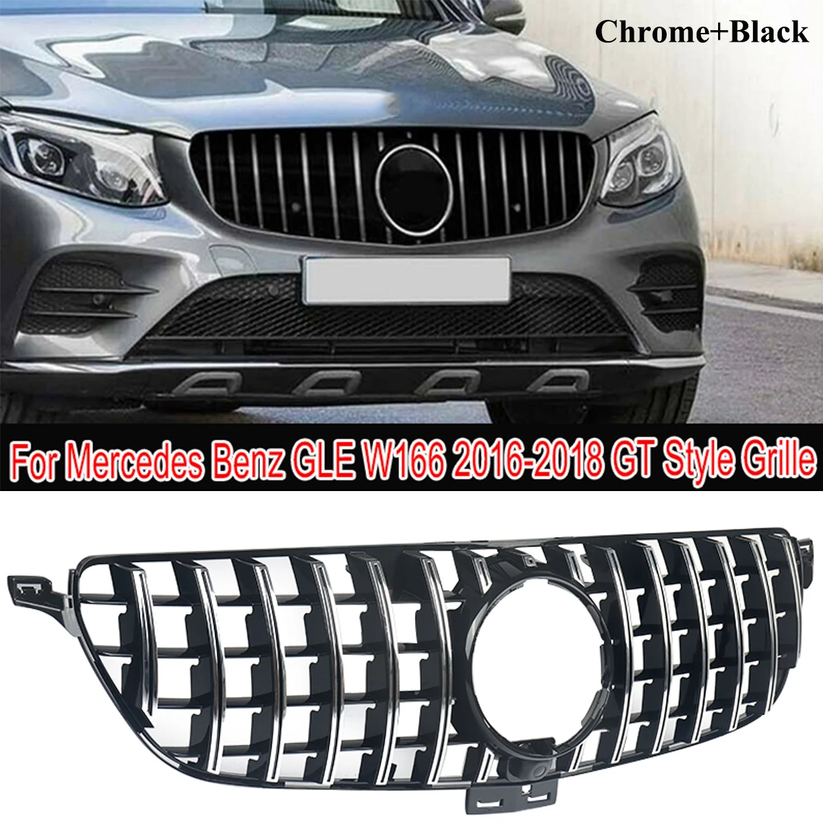 

Центральная решетка переднего бампера подходит для Mercedes W166 GLE Class GLE400 GLE500 GLE43 2016 2017 2018 2019 GT Style Racing Grills Grid