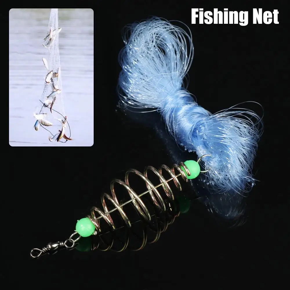 New Winter Ice Fishing Net Trap Mesh Luminous Bead Netting Fish Net Tackle Design Copper Shoal Cast Gill Nets For Fishing Traps