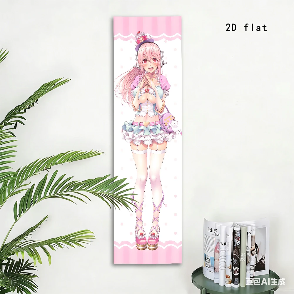 Super Sonico Idol Party Outfit Langer Wandteppich, Pink Sweet Cake Dress Anime Girl Vertikaler Wandbehang für Otaku Schlafzimmer Deko – Detail 2
