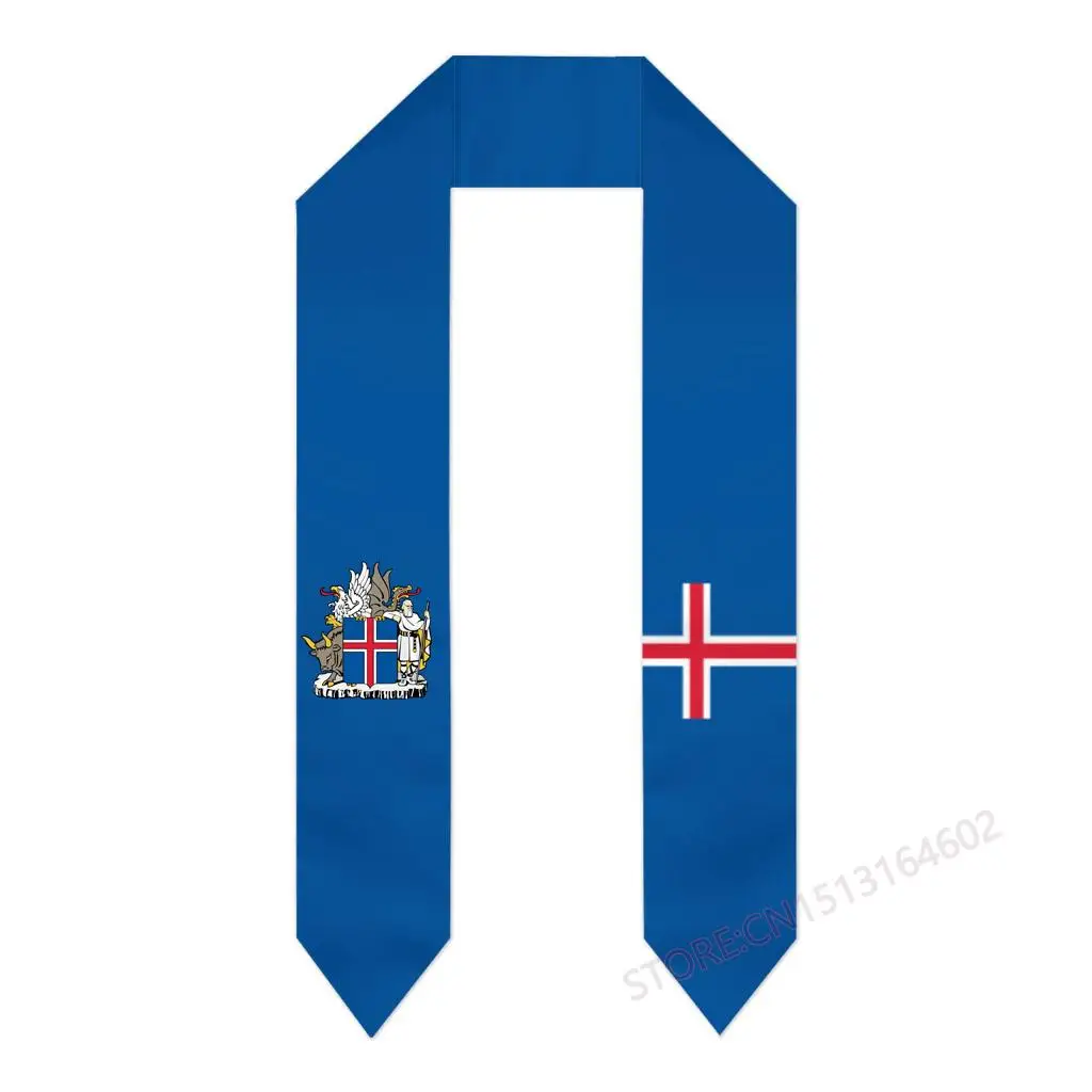 Custom Name Or Logo Iceland Flag Scarf Graduation Stole Sash International Study Abroad Class of 2023 Shawl