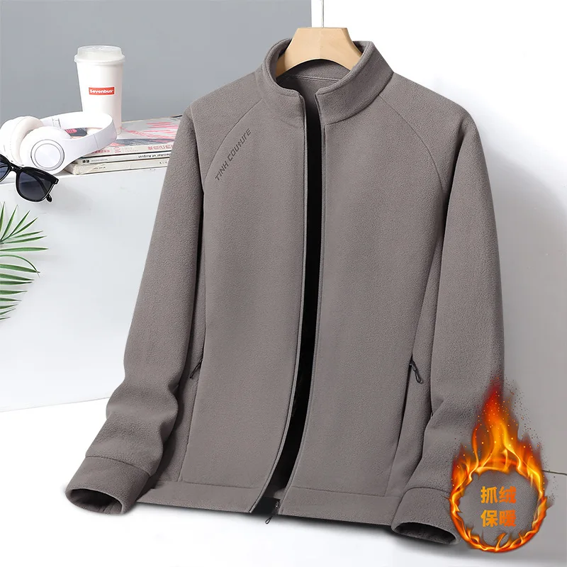 Fleece Sweater Couple's Stand-up Collar Zipper Cardigan Jacket Autumn And Winter Men's Clothing Thickened Warm Shake