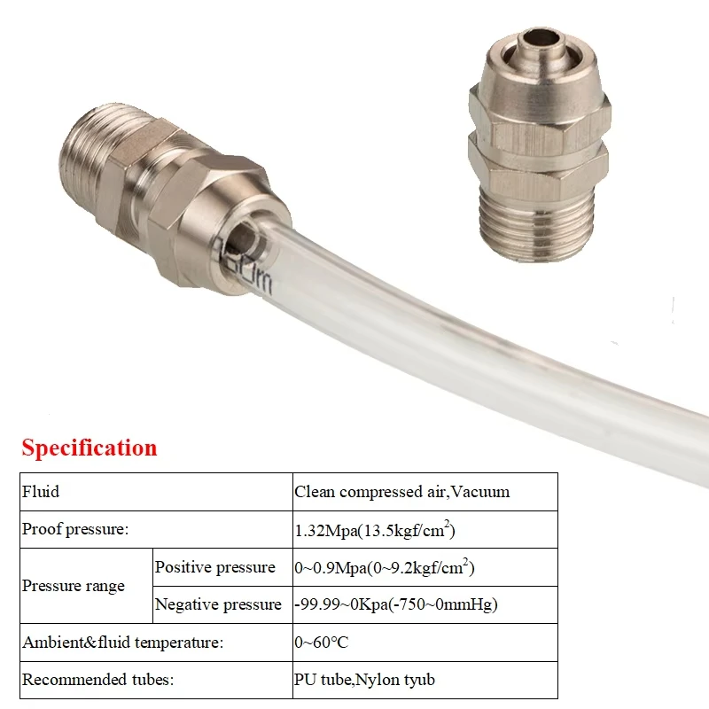 1-10PCS PC4 6 8 10 12 14 16mm Fast Lock Quick Connector Male Straight DN1/8 1/4 3/8 1/2 Pneumatic Air Fitting For Hose Tube Pipe