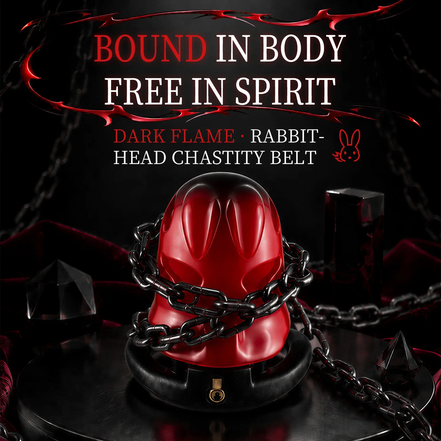 BDSM ABS Rabbit Style Penis Cage Cock Ring Chastity Lock With 5 Penis Ring Male Slave Chastity Cage Bondage Adult Sex Toys view 3