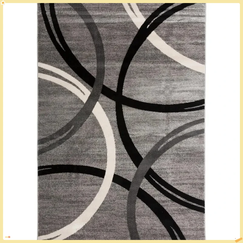 

5x7 Gray Area Rug Wavy Circles Fade-Resistant, Modern Non-Slip Carpet for Living Room Bedroom