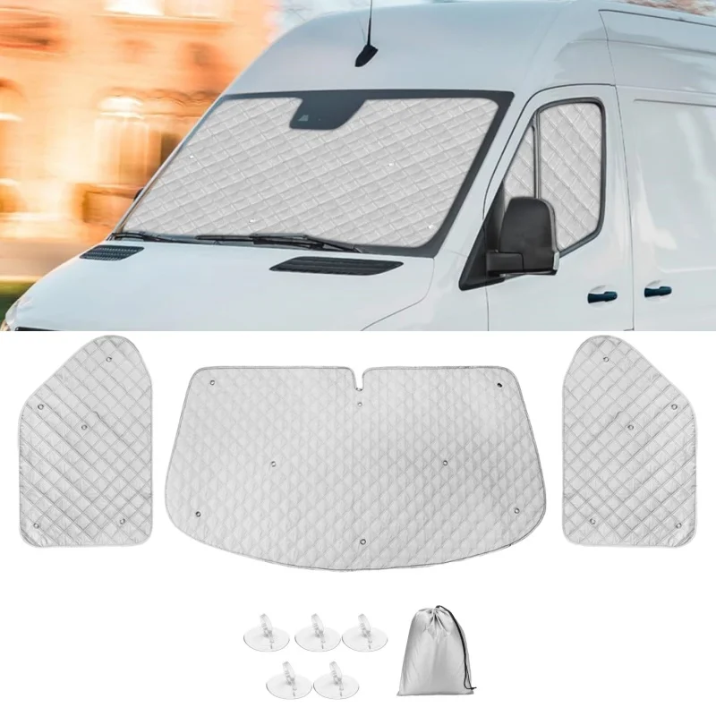 

3pcs Sun Shade Car Internal Thermal Insulation Kit Windshield Cover Window Sunshade Sun Visor For VW T4 1990-2003