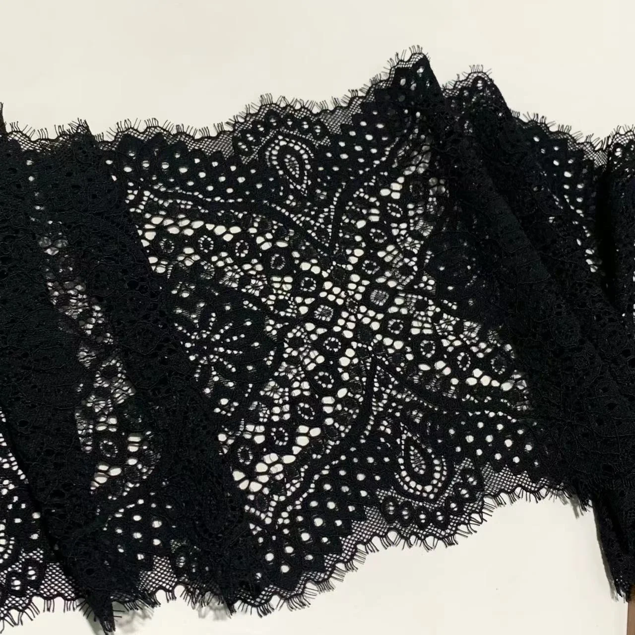 3 Meters 22cm wide Black elastic lace trim decoration