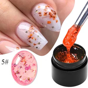 MEET ACROSS 5ml Dried Flower Gel Nail Polish Natural Flower Fairy Nail Art Soak Off Gel Varnish for Manicure DIY Nail Supplies