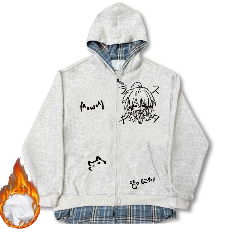 

Loose Fit Hoodie Jaet Patchwork Oversize Spring Autumn Casual Streetwear Polyester Fiber Student Friendly Zipper Closure