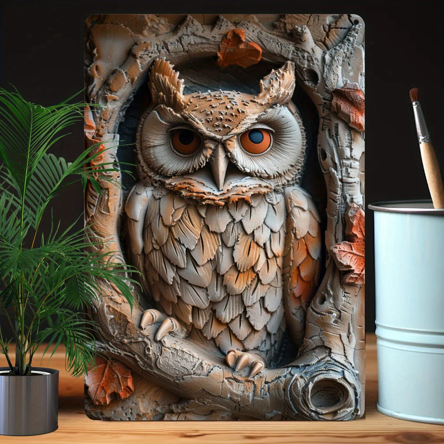 Owl-Themed 2Metal Tin Sign -Wall Art for Home & Garden Decor, High Bend Resistance, Ideal for Gym, Studio & Classroom - A1666