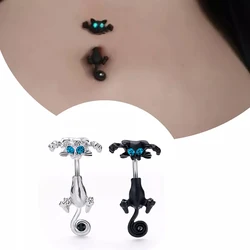 1PC Creativity Belly Button Ring Navel Piercing Ring 316L Surgical Steel Piercing Cartoon Cat for Women Girls Body Jewelry Gift