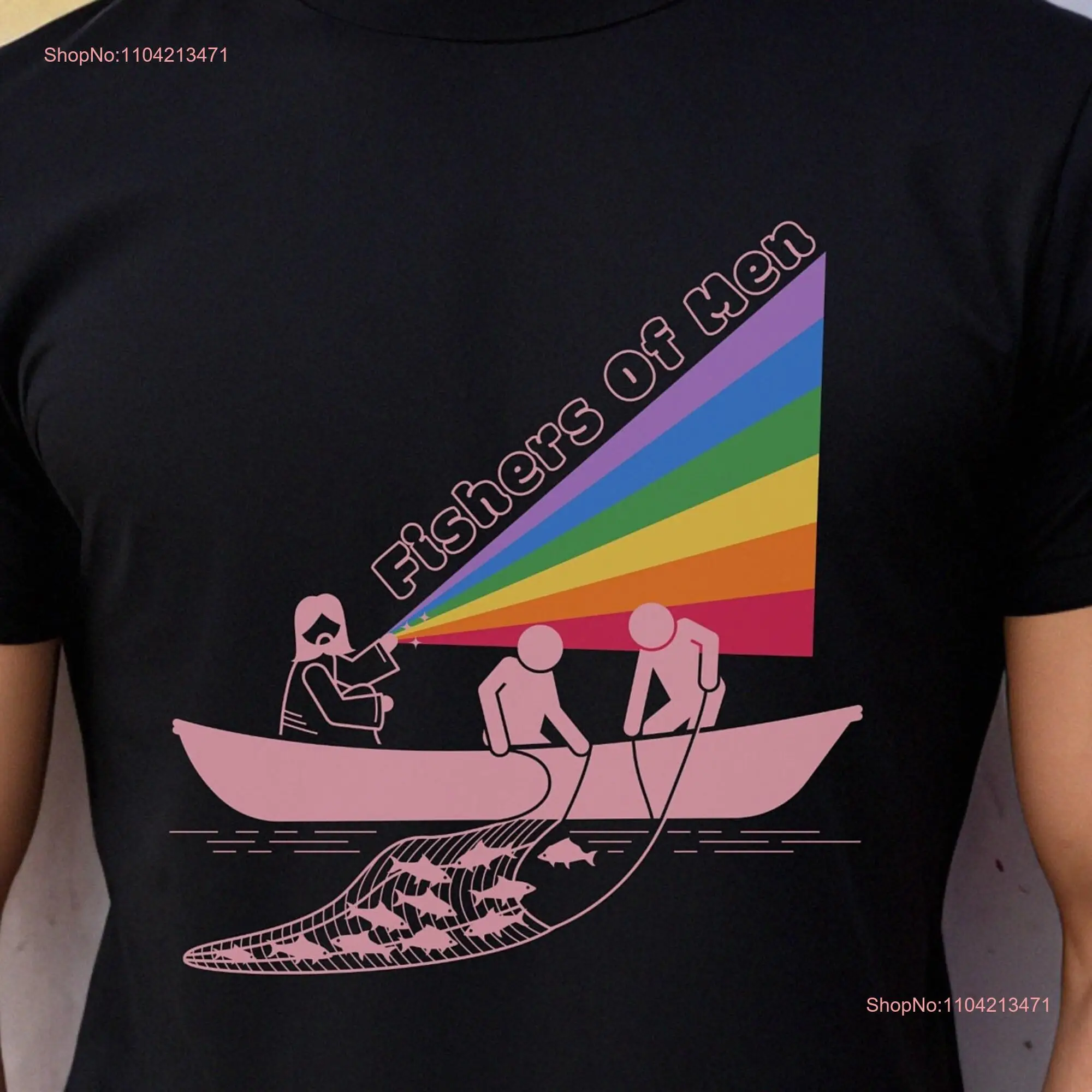 Queer T Shirt Funny Pride Jesus Fisher of Men Gay LGBT Sailor Rainbow long or short sleeves