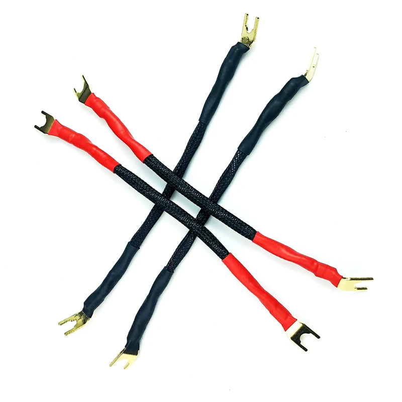 4Pcs HiFi Audio Speaker Jumper Cables y speed to spade plug Bridge Audio cable