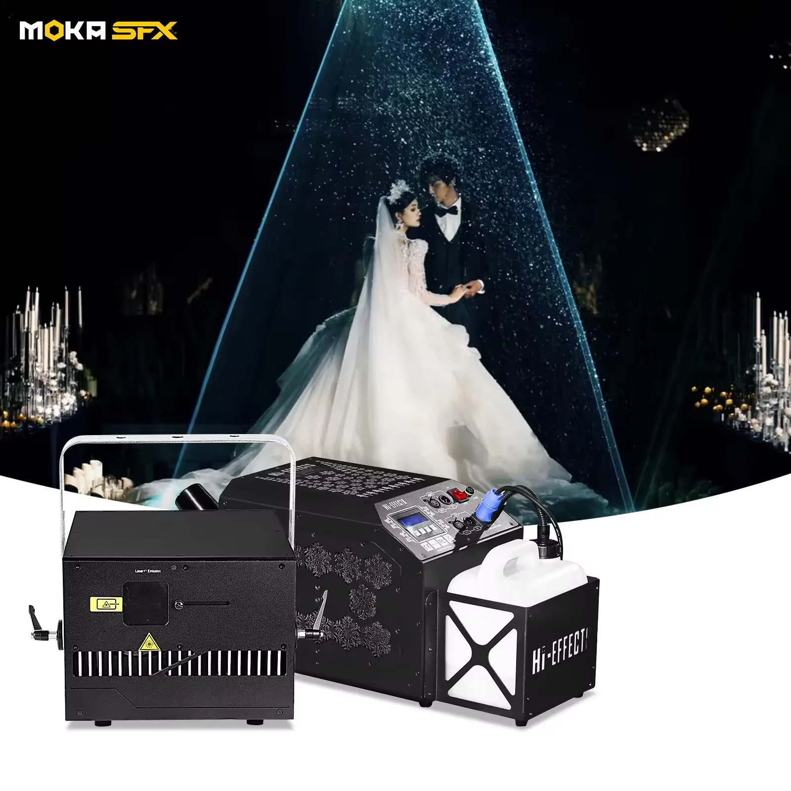 MOKA SFX 10W RGB Laser Light Show System ILDA DMX Silent Snow Machine for Wedding Show DJ Nightclub