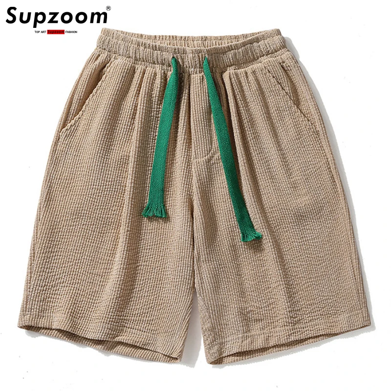 Supzoom 2022 New Arrival Top Fashion Cotton Elastic Waist  Corduroy Trend Plush Thickened Loose Legged Summer Casual Men Shorts 