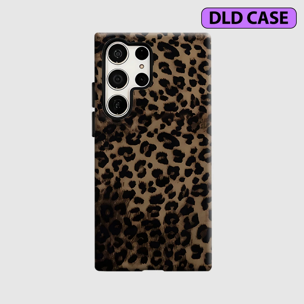 Classic Leopard Phone Case for Samsung Galaxy S26 S25 Ultra S24 S23 Ultra Plus Shockproof Double Layer Tough Back Cover