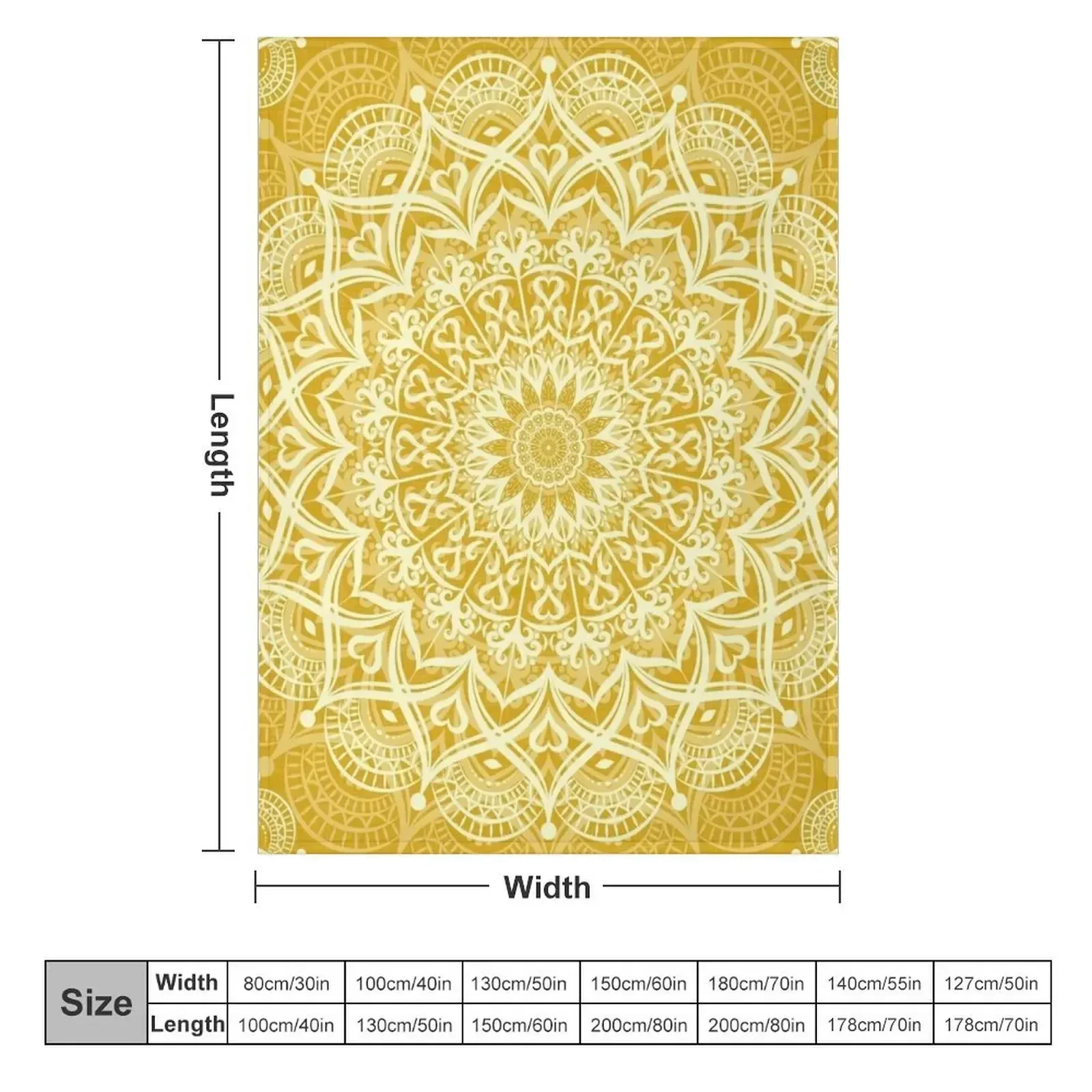 Boho Golden Yellow Mandala Throw Blanket Flannels Soft Tourist Blankets