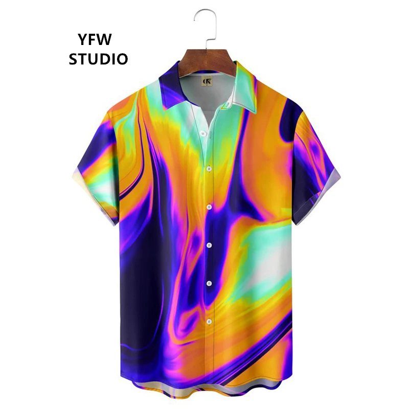 Colorful Blend Dye Tie Dye 3D Pattern Printed Men's Shirt Fashion Shirts for Men Outdoor Hawaiian Shirts Luxury Men's Shirt