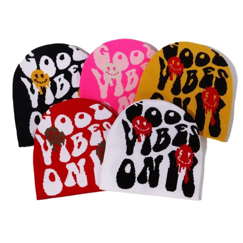 

Women Knitted Hat Halloween Letter Hat Outdoor Bean Hat Neutral Hat Winter Sports Fashion Street Hip Hop Hat Casual Accessories
