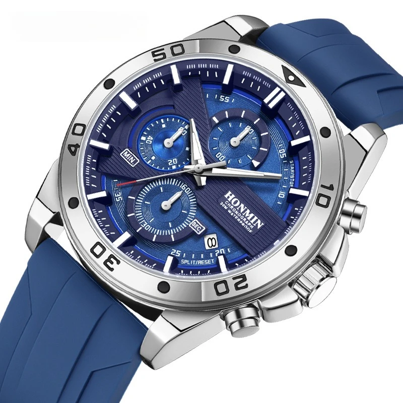

New Watch Men's Sports Leisure Multifunctional Quartz Watch Luminous Calendar Men's Watch Student Watch