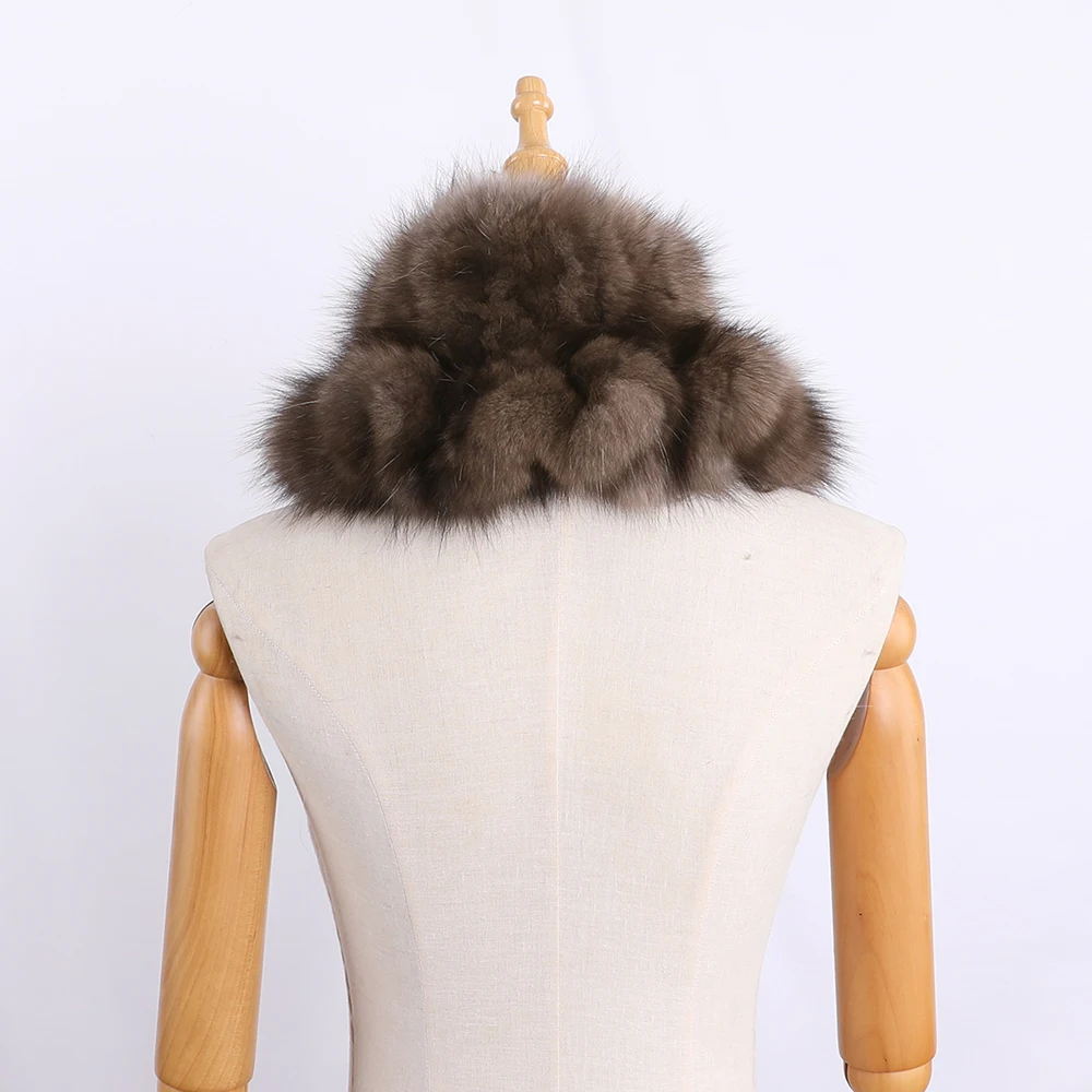 2023 Brand New Women\'s Winter Warm Genuine Sable Fur Scarf Infinity Cowl Ring Scarves Snood Shawl Mink Fur Headband Visor Cap