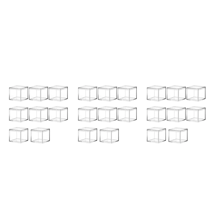 

24 Pieces Of Transparent Acrylic Plastic Square Square Jewelry Box Mini Storage Box With Lid Mini Square Container 120Ml-ABQU