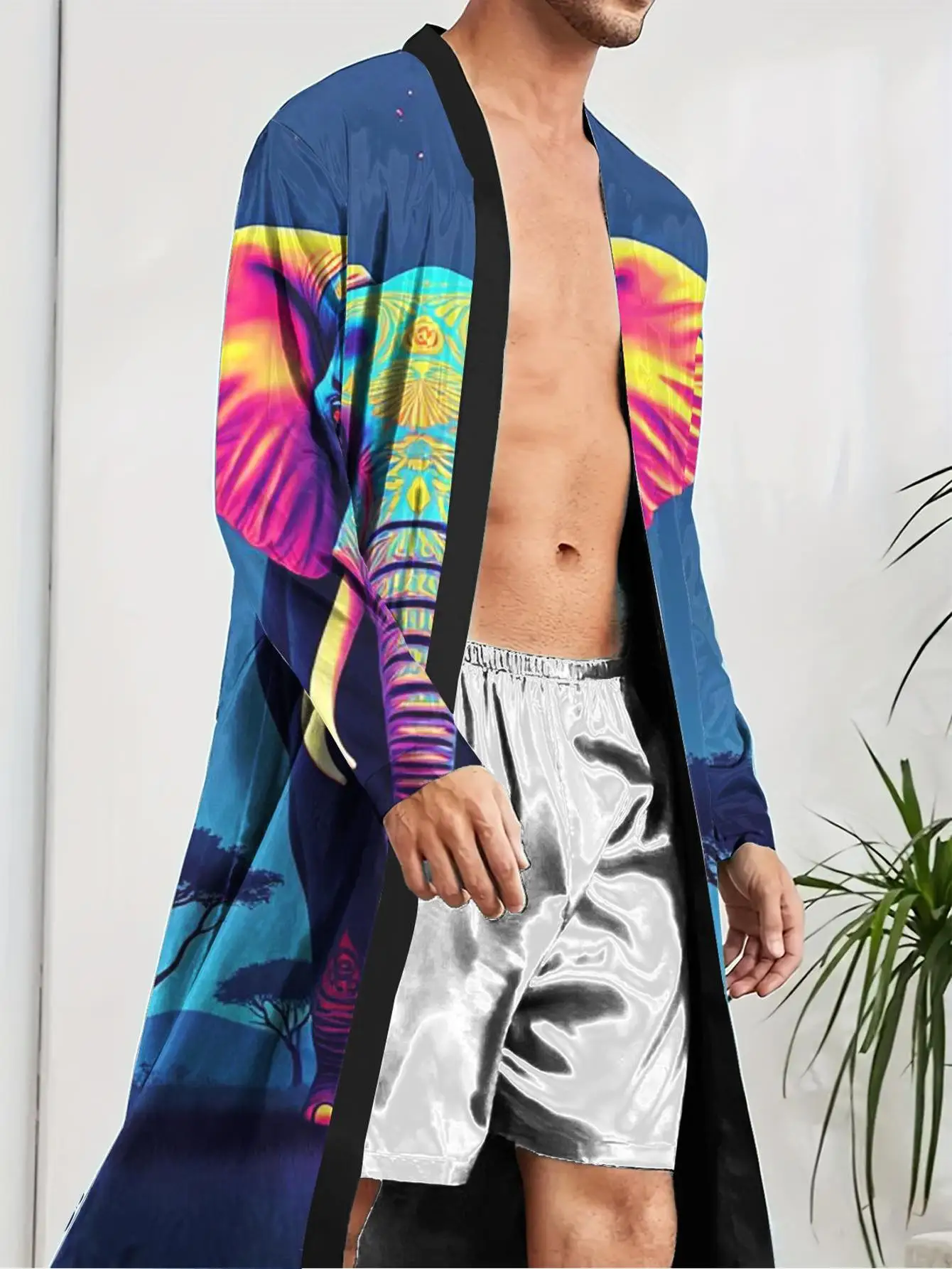 1pc Men's Robes 2026 Spring/Summer Polyester Sleepwear Graphic 3D Printed Men's Bathrobe Sleepwear Shower Robe Robe for Man