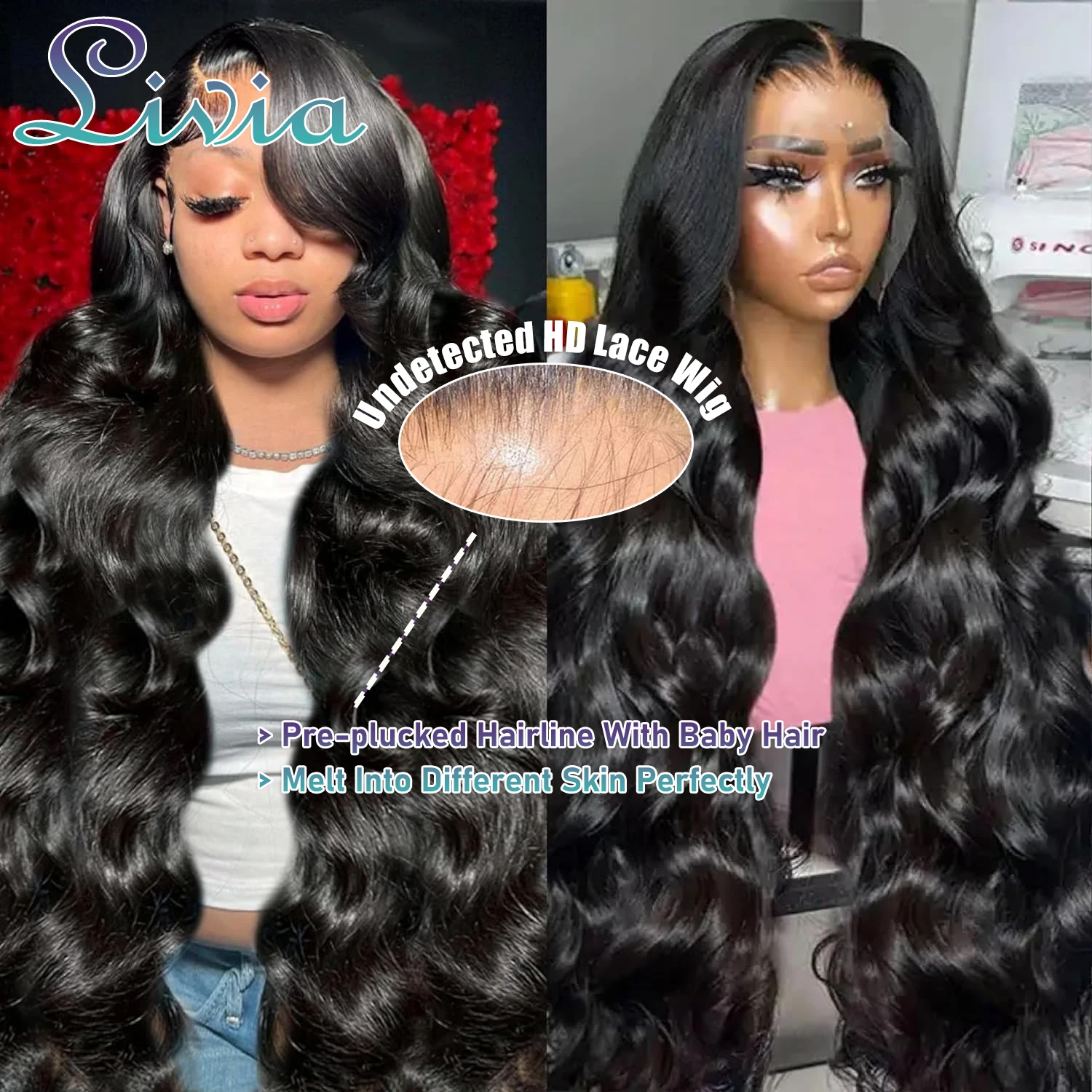 34 36 Inch 13x4 Body Wave HD Lace Frontal Wigs Human Hair Brazilian Hair Pre Plucked 13x6 Lace Front Human Hair Wig For Women