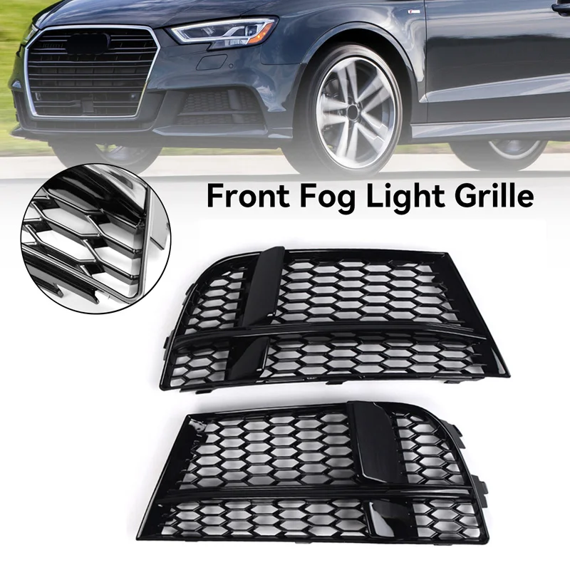 

Honeycomb Mesh 1pair Car Front Bumper Fog Light Grille Grill For Audi A3 (8V) S3 S-Line 2017-2019 Sedan/Sportback/Convertible