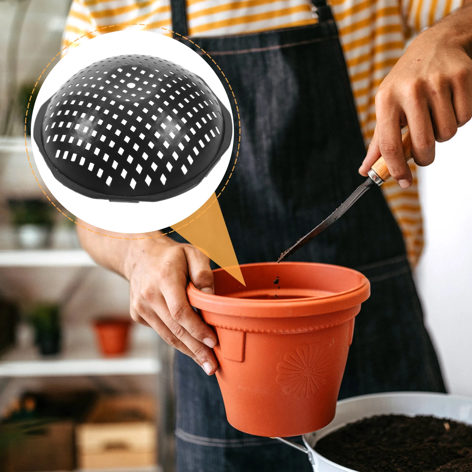 

50pcs Flower Pot Hole Mesh Pads Plastic Planter Bottom Net for Succulents Plants Reusable Lightweight Soil Leak Prevention