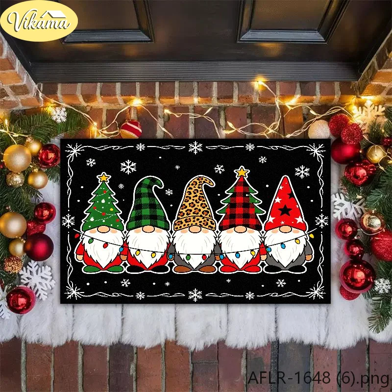 VIKAMA Christmas Dwarf Gnome Doormat Cute Dwarf Print Non-Slip Absorbent Entryway Welcome Mat, Holiday Decor New Year 2026 Gift