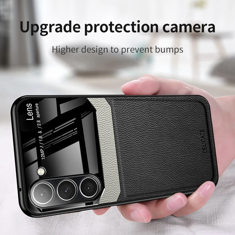For Samsung Galaxy M52 M53 M34 M33 M14 M54 5G Full Lens Protection Phone Case Silicone Soft PU Leather Texture Back Cover Cases