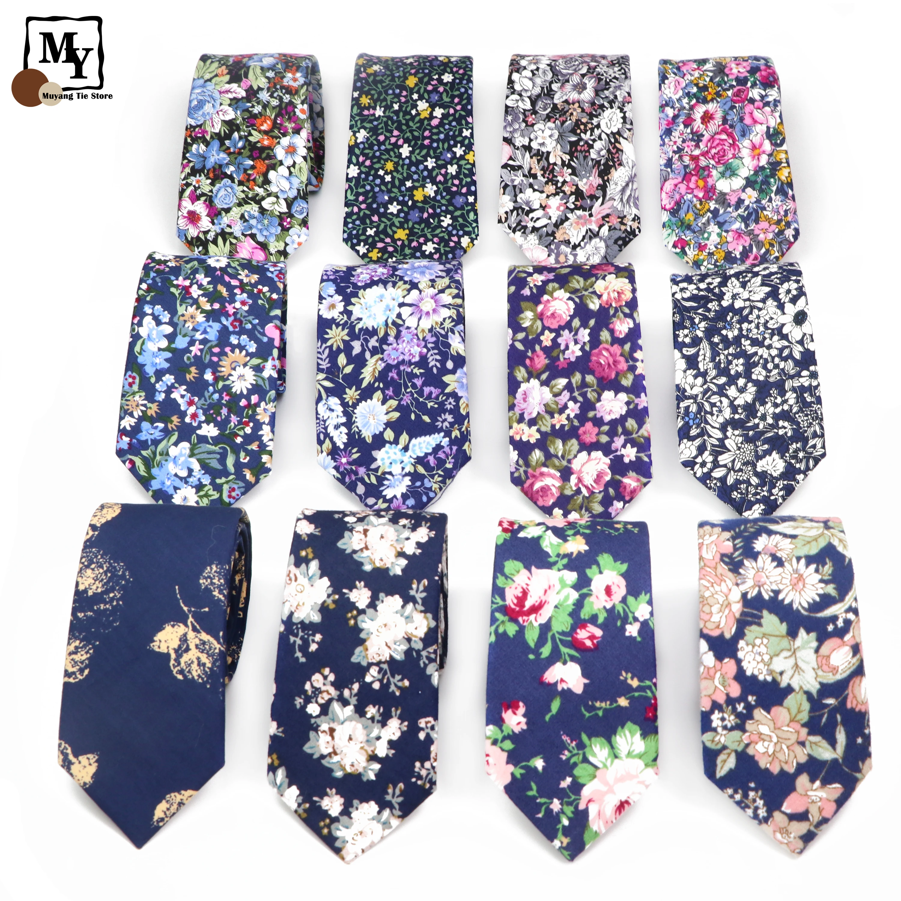 New Floral Ties For Men Women Elegant Flower Printed Necktie Dress Wedding Accessories Party Tuxedo 6cm Narrow Cotton Cravat