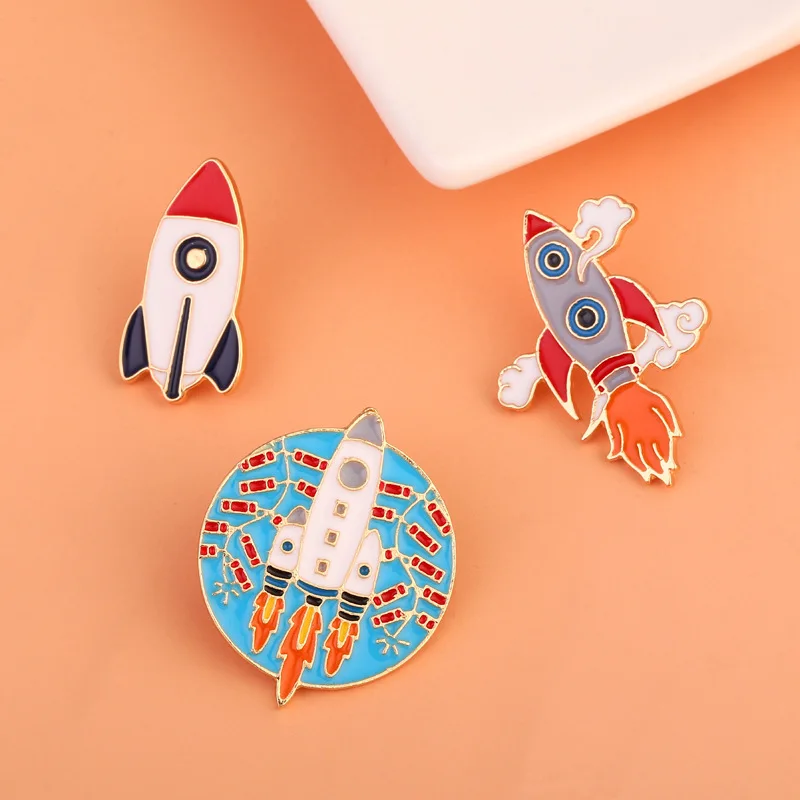 Cartoon Brooch Ins Astronaut Space Planet Alloy Colorful Badge Pins for Men and Women's Versatile Personalized Accessories
