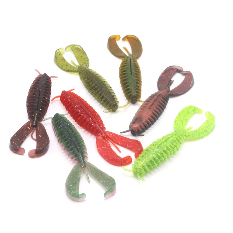 

8/10pcs Fishing Soft Lure Saltwater Plastic Flapper Crawfish Craw Soft Worm Baits Shrimp Sinking Wobbler Swimbait Bass Perch 70m