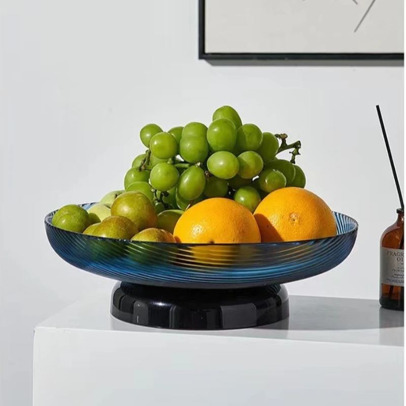 High Appearance Large Fruit Tray Dessert Table Glass Tray High Foot Home Living Room Coffee Table Cake Dessert French Minimalist