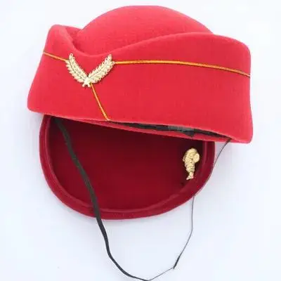 Chapéu de aeromoça de companhia aérea cor brilhante suave ajuste para cosplay traje festa palco desempenho banda traje chapéu vôo