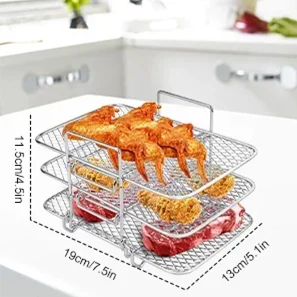 Air Fryer Rack for Ninja Air Fryer Three-tier Double Basket Air Fryer Accessories 304 StainlessSteel Dehydrator Rack Toast Rack