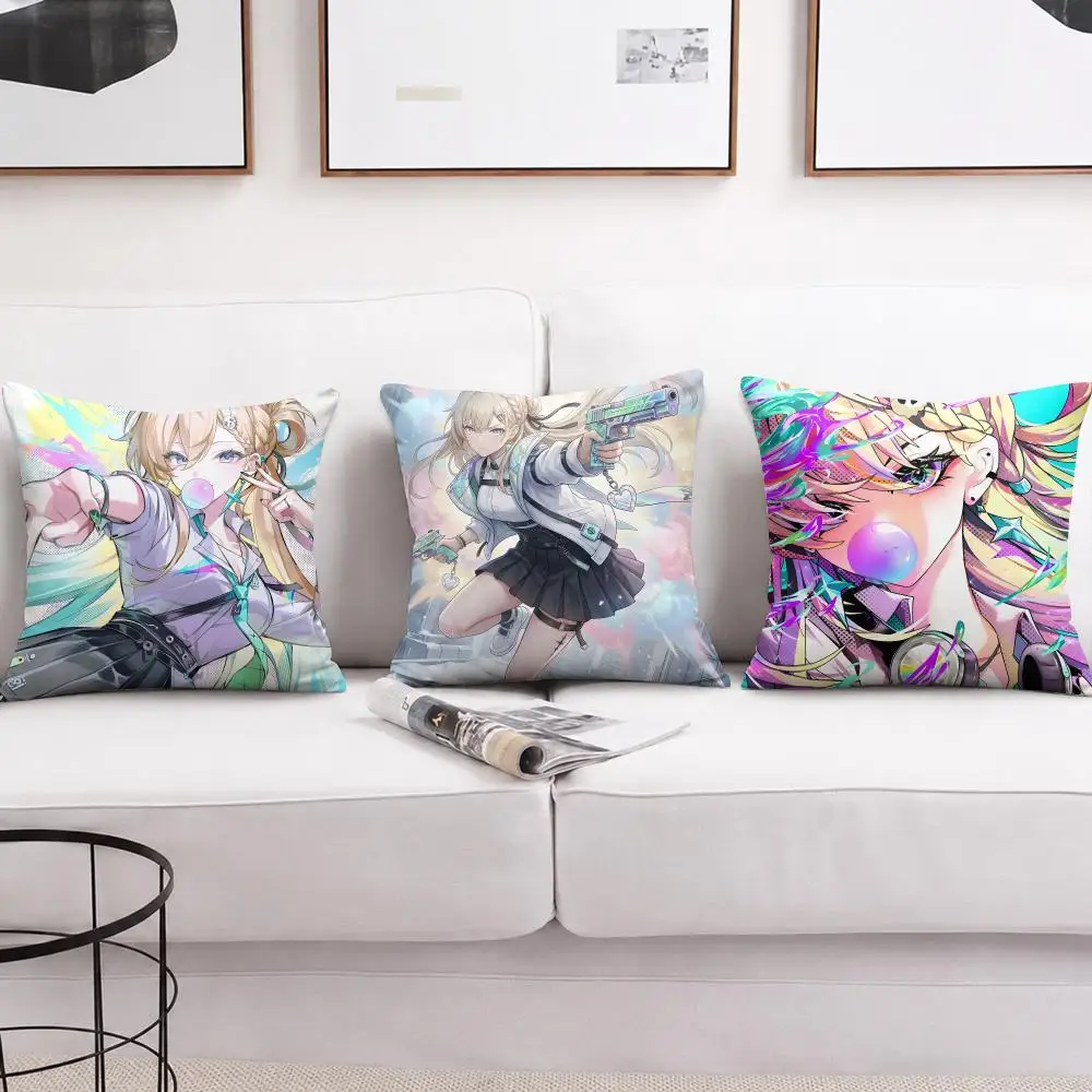 lynae Wuthering Waves Cushion Cover Soft Short Plush Pillow Cases Hidden Zipper Cutecore Sofa Bedroom Home Decor Gift