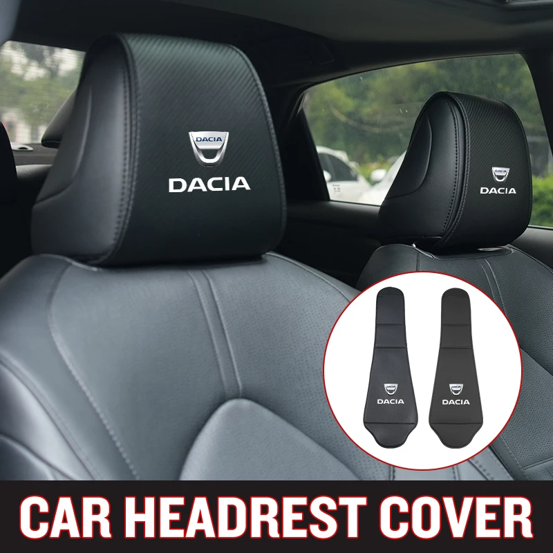 Image of Autoaufkleber, Sitz-Kopfstützenbezug, Leder-Nackenkissenschutz, Innenraum für Dacia Duster Logan Sandero Lodgy Dokker Sandero