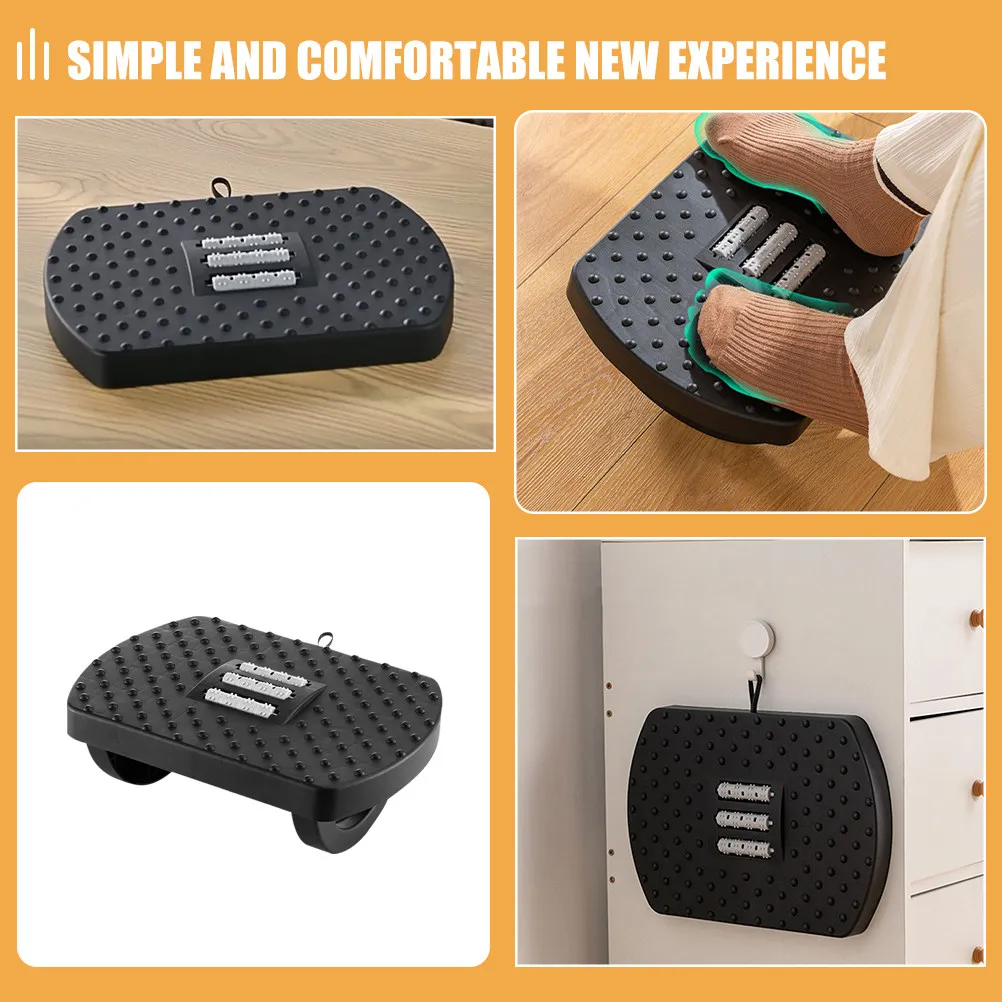 

Office Foot Stool Adjustable Under Desk Footrest Plastic Step Footstool with Massage Roller for Leg Relaxation