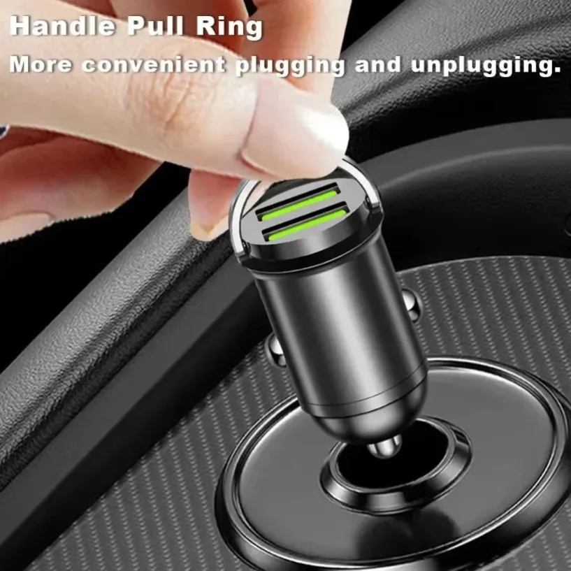 Car Mini USB Charger PD Fast Charging Cigarette Lighter Socket 12-24V Aluminum For iPhone Samsung Xiaomi Phone Charging Adapter