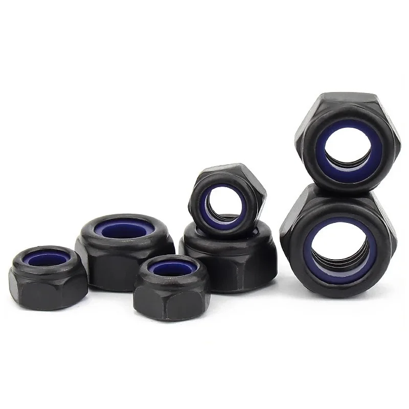 Hex Nuts 4#-40 5#-40 6#-32 8#-32 10#-24 10#-32 1/4-20 5/16-18 3/8-16 White/Black Carbon Steel Nylon Lock Nut US Self-locking Nut