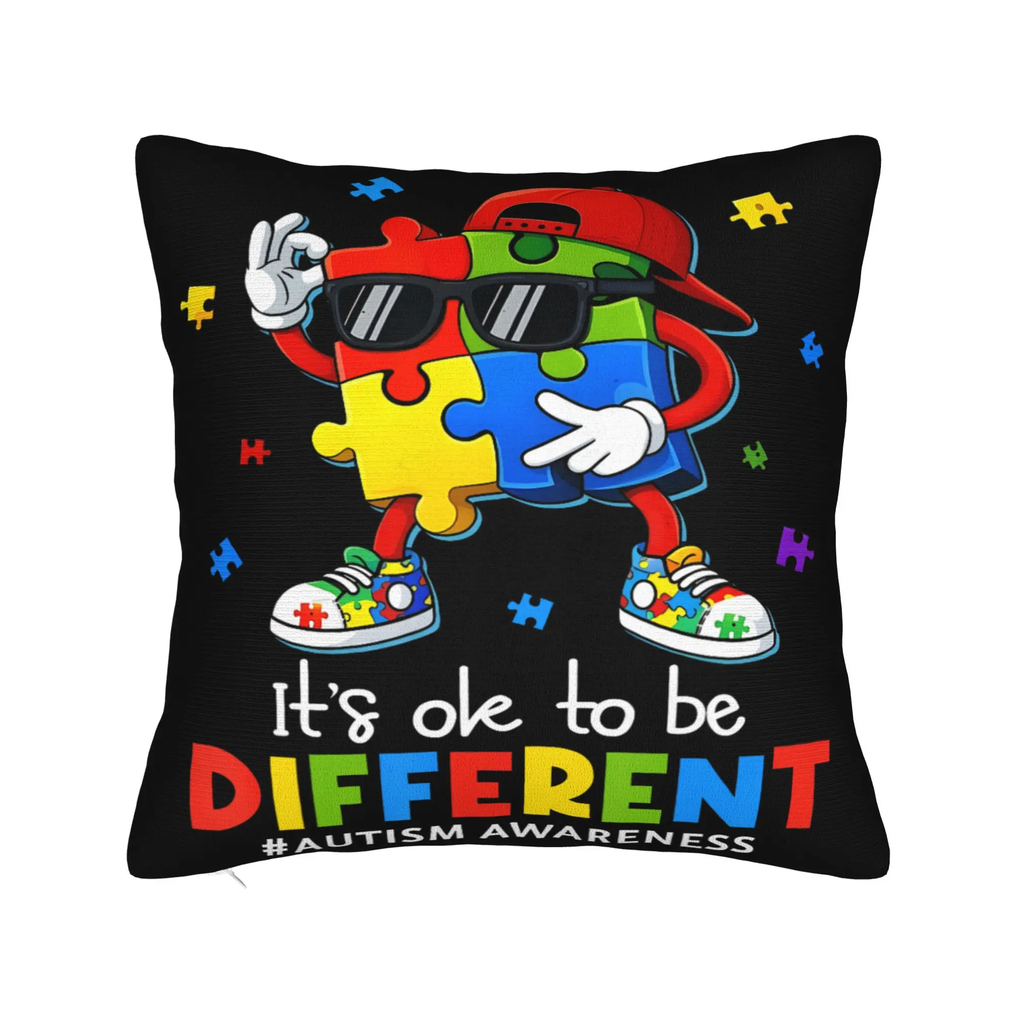 Dabbing Puzzle Autism Awareness Pillow Cover Merch Printed Cushion Cover Gift  Pillow Case Cover Car Multi Size