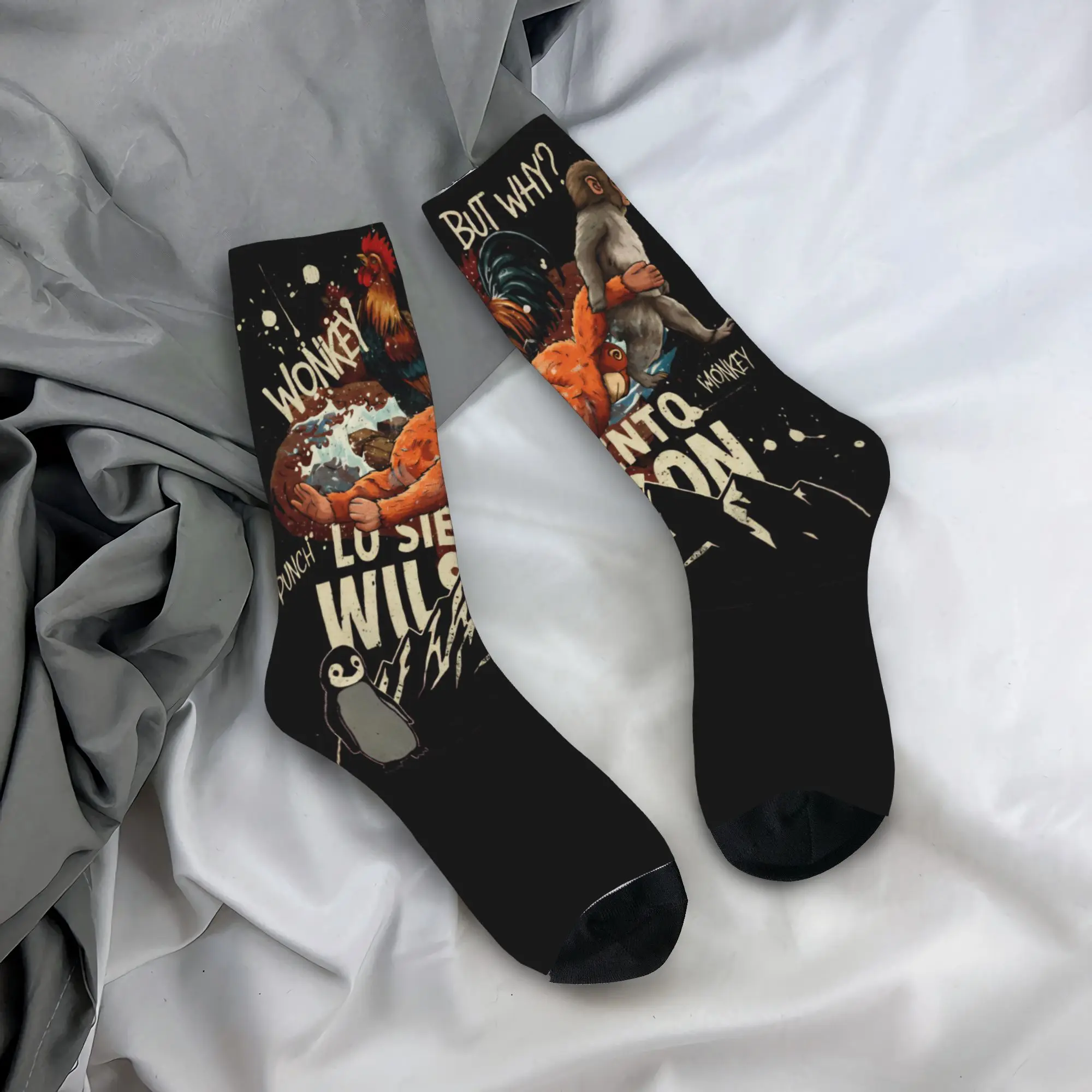 

Men's Socks Punch Monkey Stockings Anti-Slip Warm Soft Socks Autumn Harajuku Printed Cycling Socks
