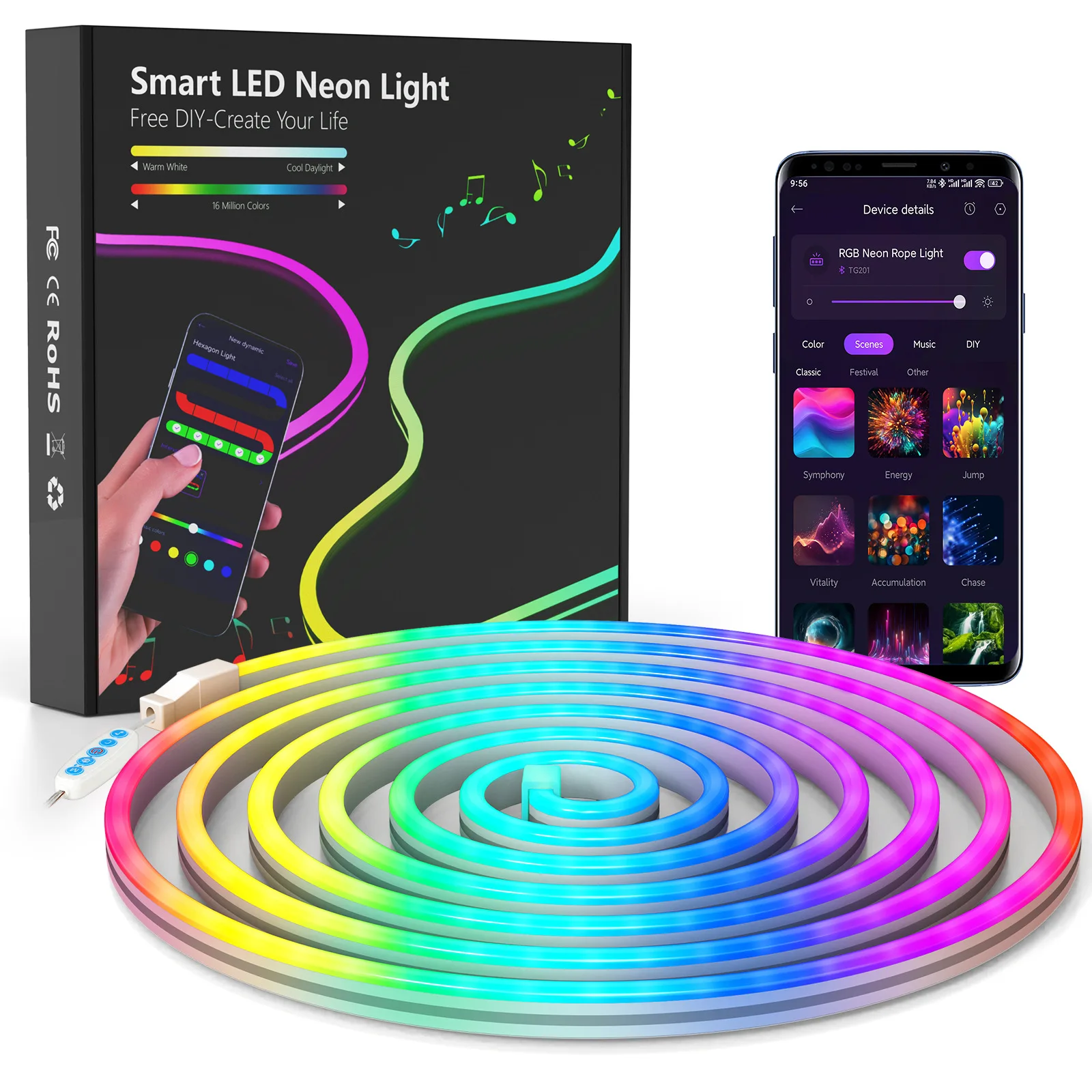 

5 В RGB неоновая лента 3 м USB водонепроницаемая гибкая лента неоновые огни с управлением через приложение Bluetooth для рождественского домашнего декора