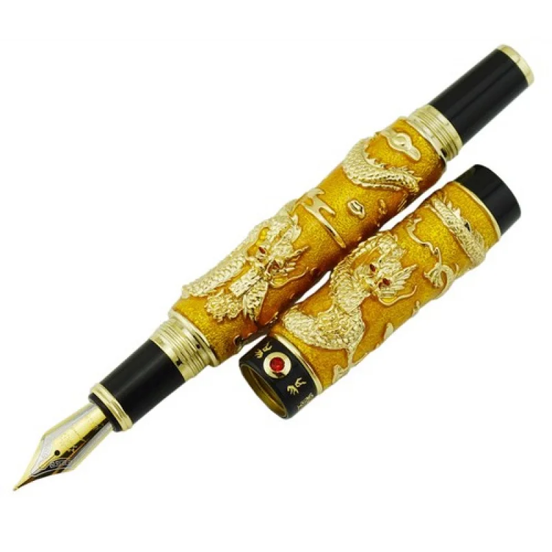 

Перьевая ручка A+ Jinhao Cloisonne, золотой двойной дракон, средний наконечник, подарочная ручка для рукоделия