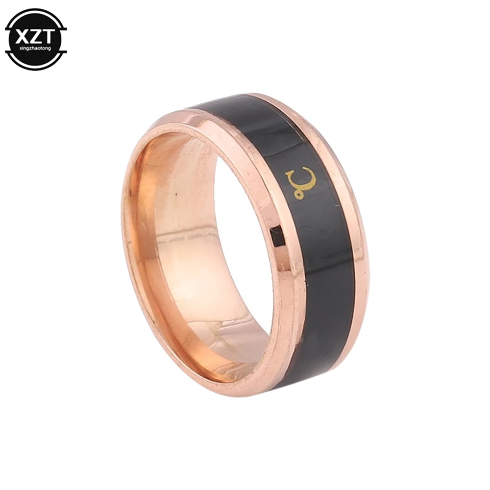 Titanium Steel Niche Creative Ring Intelligent Temperature Change Temperature Ring Men's Stainless Steel Ring