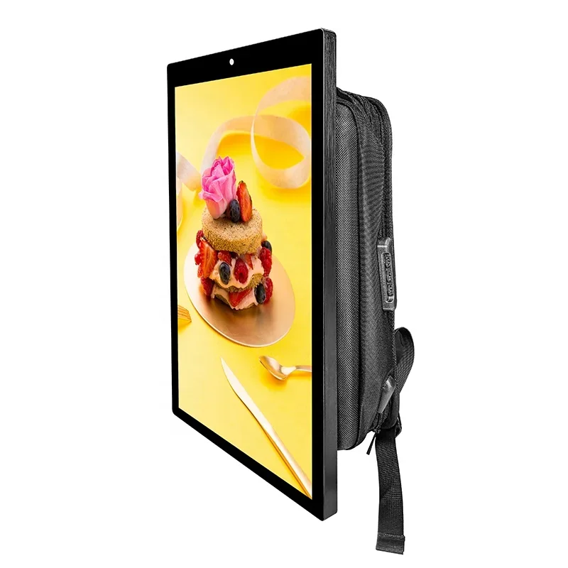 

Latest 21.5" 27 Inch Touch Screen Digital Signage Display Human Walking Outdoor Advertising Backpack Billboard