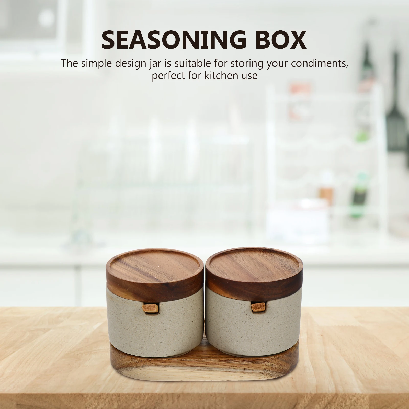 

Two-piece Set of Seasoning Jars Condiments Containers with Lids Cute Holder Cover Food Chilled Server Wood Airtight Spice